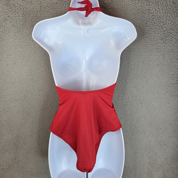 Sea Level Swim Keyhole Halter One Piece Red Swim Suit Sz 8 Womens Halter… - Picture 6 of 11